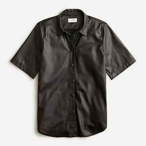J.Crew Slim-fit Short-Sleeve Faux-leather Shirt (8) NWT
